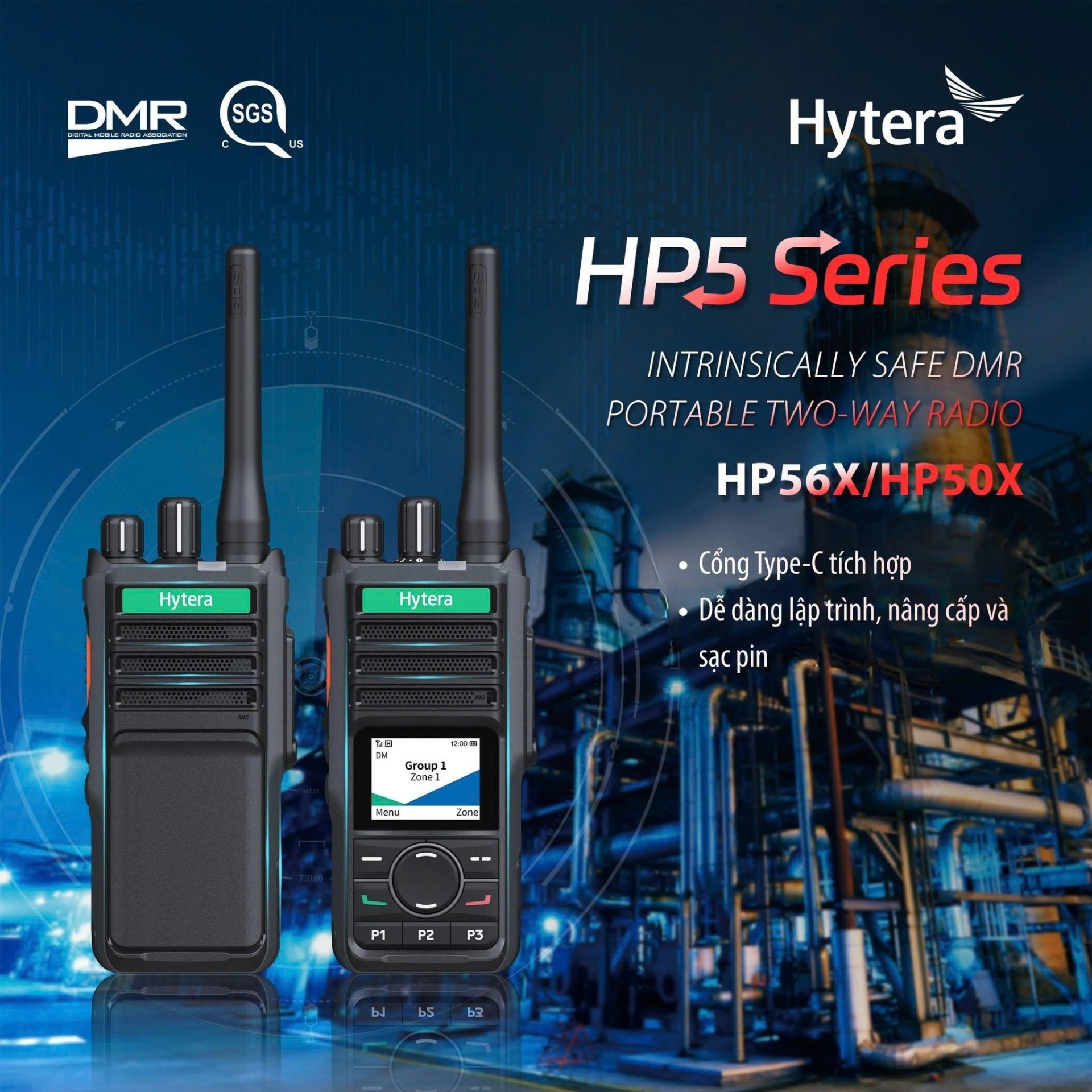 Bộ đàm chống cháy nổ Hytera HP50X UL913